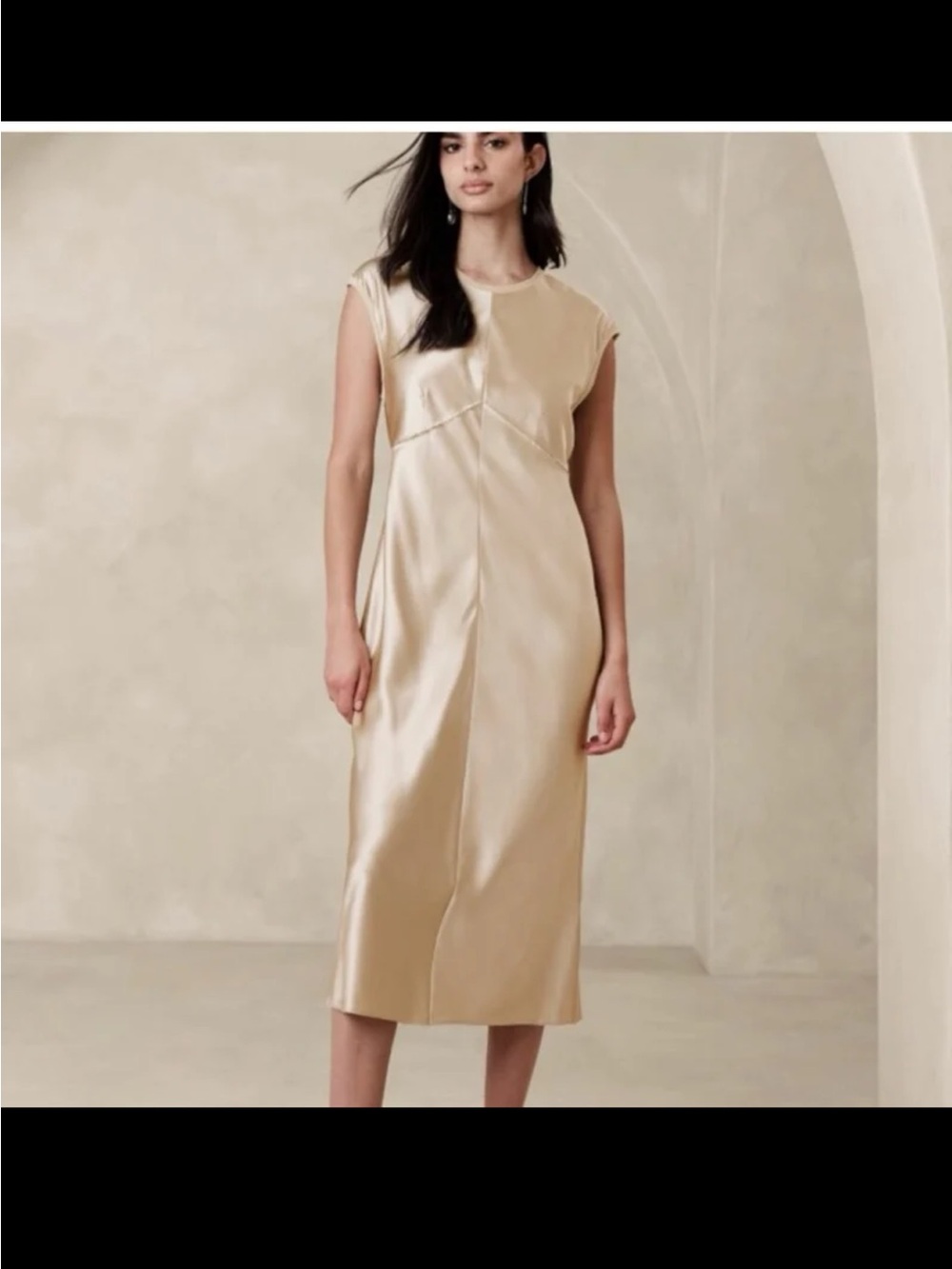NWT BANANA REPUBLIC CLAUDETTE SILK MIDI DRESS SIZE SMALL - Picture 3 of 12